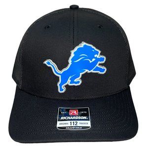 Detroit Lions 3D Patch Snapback Trucker Hat- Black